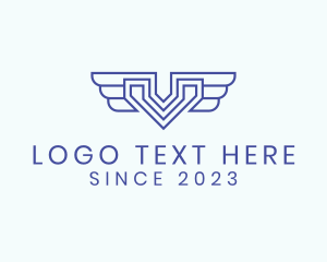 Car - Wings Aviation Letter V logo design