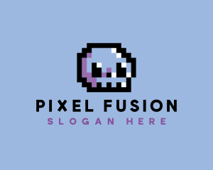 Skull Pixel Retro logo design