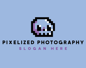 Skull Pixel Retro logo design