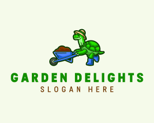 Gardener Turtle Wheelbarrow logo design