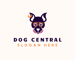 Hipster Dog Pet Grooming logo design