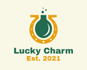 Lucky Horseshoe Flask logo design