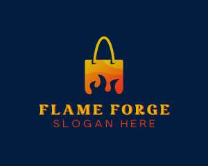 Flame Shopping Bag logo design