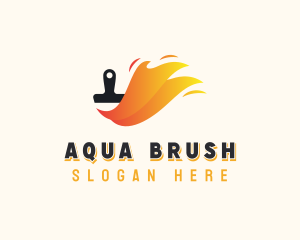 Paint Flame Paintbrush logo design