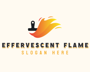 Paint Flame Paintbrush logo design