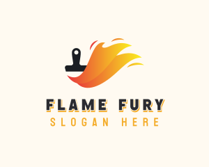 Paint Flame Paintbrush logo design