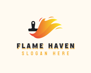 Paint Flame Paintbrush logo design