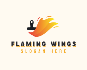 Paint Flame Paintbrush logo design