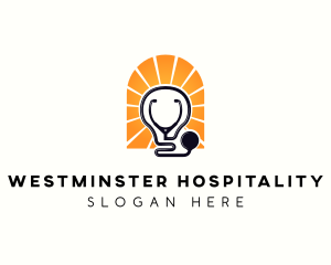 Stethoscope Light Bulb logo design