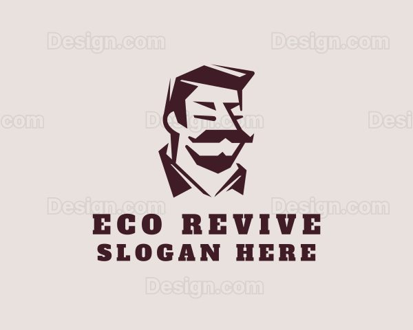 Retro Mustache Gentleman Logo