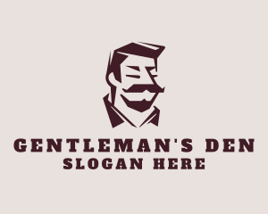 Retro Mustache Gentleman logo design