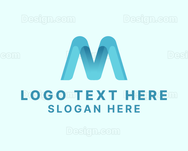 Modern Ribbon Business Letter M Logo