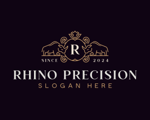 Elegant Rhino Crown logo design