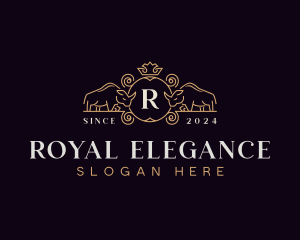 Elegant Rhino Crown logo design