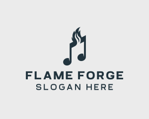 Musical Note Flame logo design