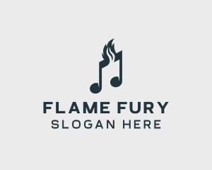 Musical Note Flame logo design