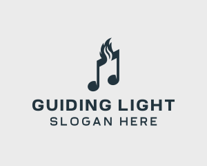 Musical Note Flame logo design