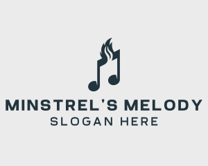 Musical Note Flame logo design