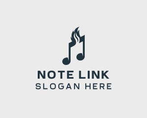 Musical Note Flame logo design