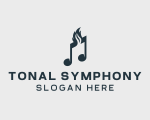 Musical Note Flame logo design