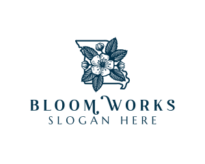 Missouri Hawthorn Blossom logo design