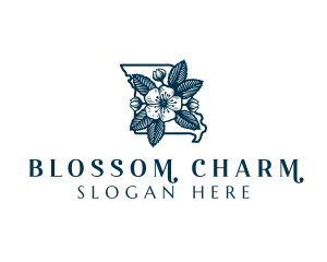 Missouri Hawthorn Blossom logo design