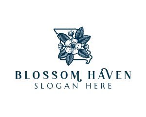 Missouri Hawthorn Blossom logo design