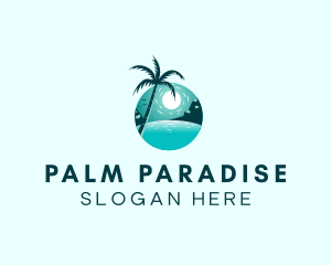 Beach Palm Tree Getaway logo design