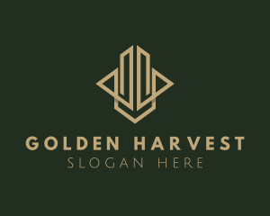 Golden Hotel Skyscraper logo design