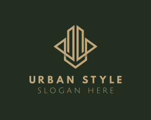 Golden Hotel Skyscraper logo design