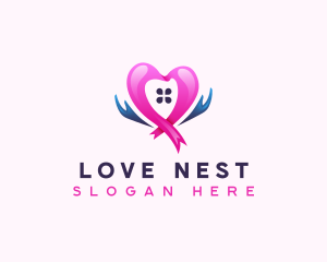 Charity Hand Love Ribbon logo design