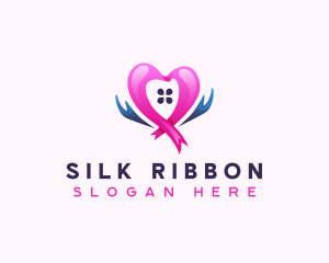 Charity Hand Love Ribbon logo design