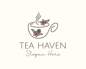 Floral Tea Cup logo design