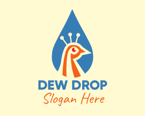 Peacock Head Droplet logo design