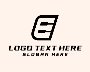 Geometric Piano Letter E logo