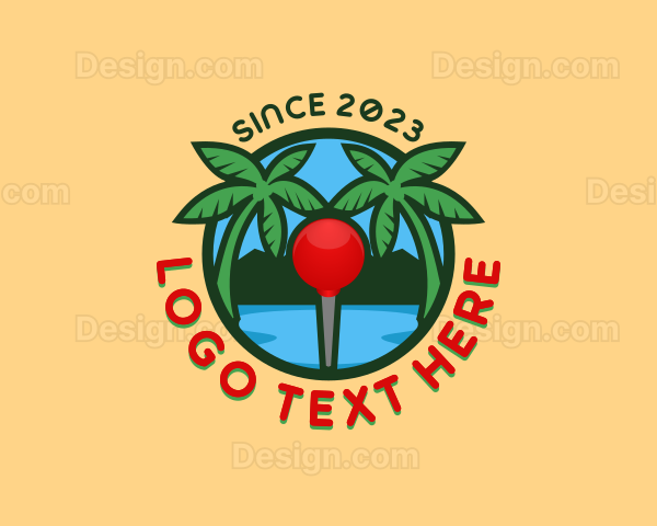 Beach Pin Palm Tree Logo