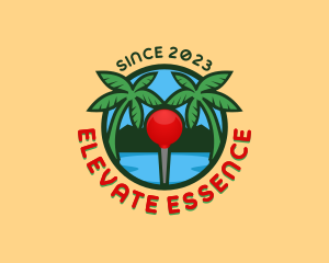 Beach Pin Palm Tree logo