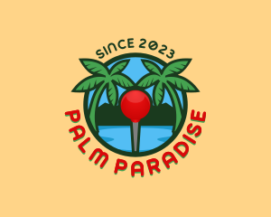 Beach Pin Palm Tree logo
