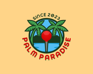 Beach Pin Palm Tree logo design