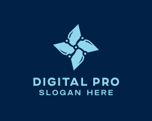 Digital Blue Flower logo design