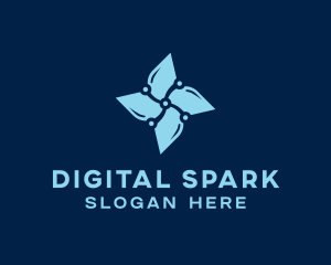 Digital Blue Flower logo design