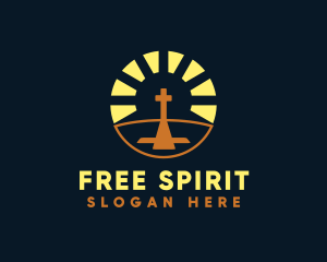 Sunset Crucifix Worship logo design