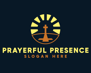 Sunset Crucifix Worship logo design