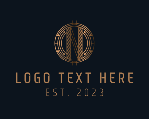 Cryptocurrency Digital  Letter N logo