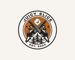 Chainsaw Woods Cutting logo design