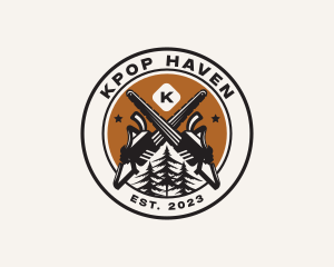 Chainsaw Woods Cutting logo design