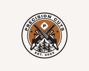 Chainsaw Woods Cutting logo design