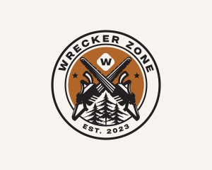 Chainsaw Woods Cutting logo design