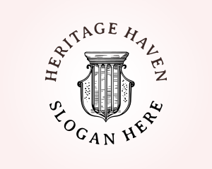 Antique Heritage Column Crest logo design