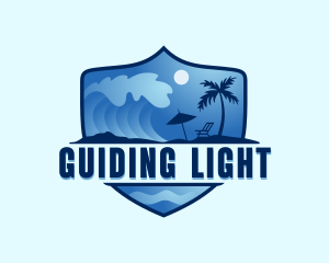 Surfing Beach Vacation logo design